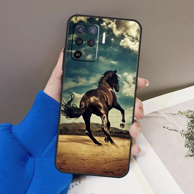 Чехол для телефона с бегущими лошадьми для Oppo A78 A38 A18 A98 A58 A60 A80 A40 A96 A76 A16 A94 A74 A54 A15 A17 A57 A77 A5 Pro