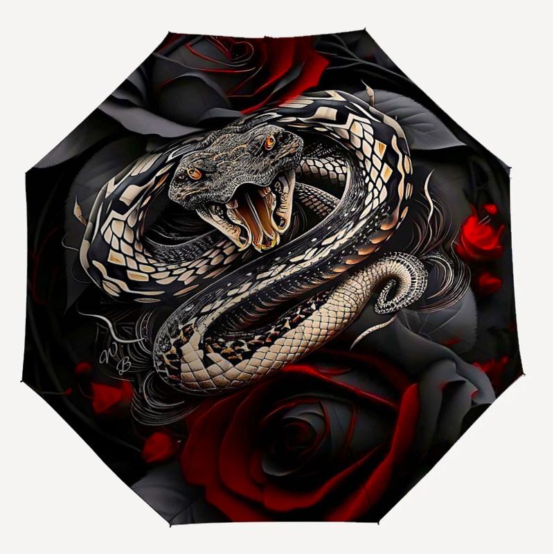 1PC Snake Rose Umbrella-8-Rib Reinforced Portable Folding Travel Suitable for All Seasons Outdoor Daily Use-H0392