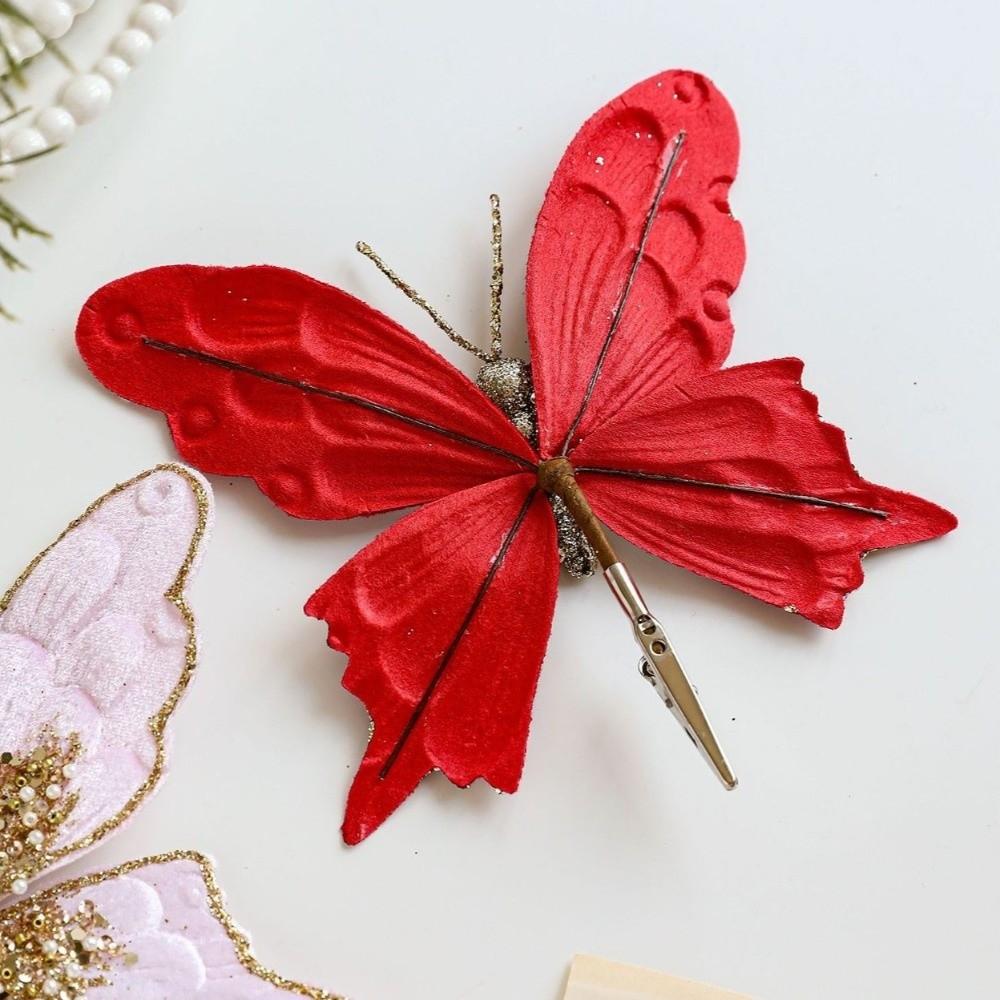 Sequins Artificial Butterfly Clip Simulated Christmas Tree Decoration Home Party