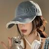Бейсболка из потертого денима с рваными полями, с буквами алфавита, с большой окружностью головы, универсальная шляпа для лица