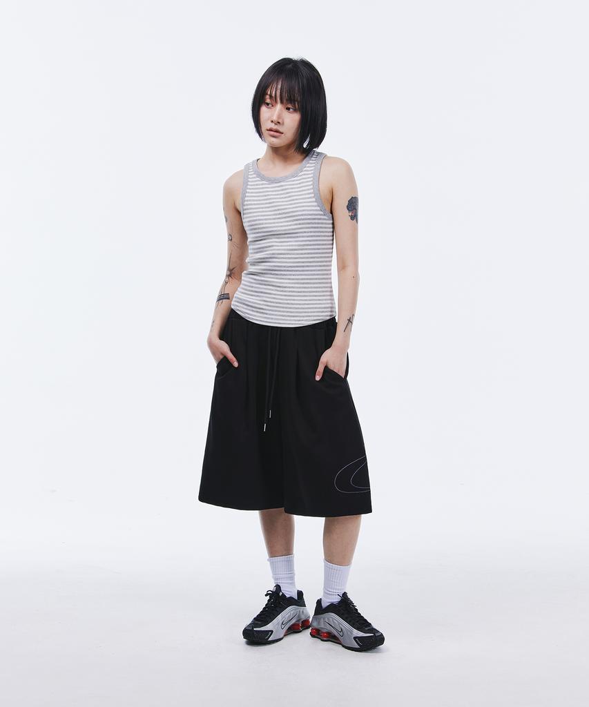 SCALLYWAG Side Big Logo Bermuda Sweat Shorts [Black]