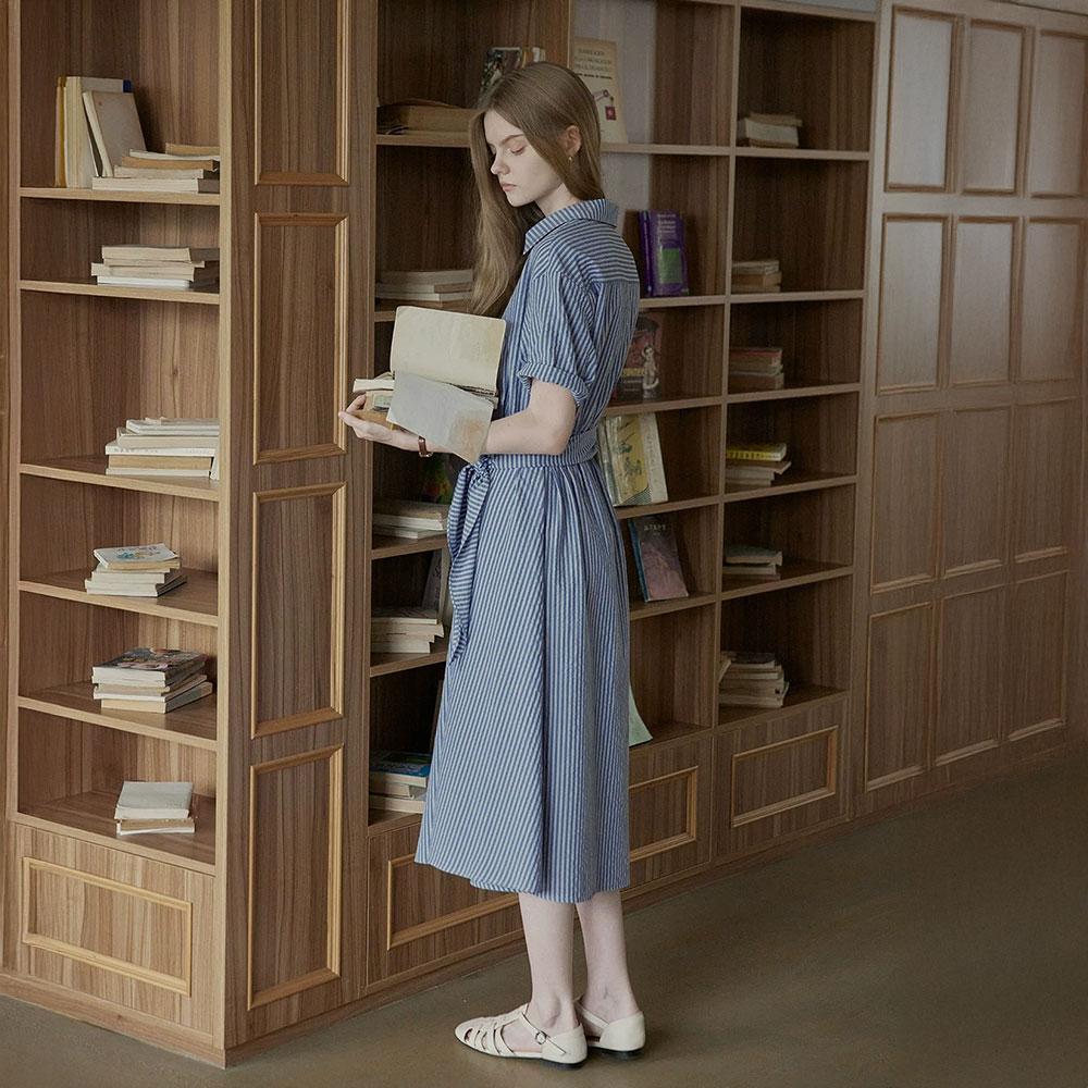 Peulaudeumali Pm_Pinstripe Wrap Shirt Dress