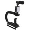 Handheld Video Camera Stabilizer with LED Light Microphone Portable U Shape Camera Stabilizer
