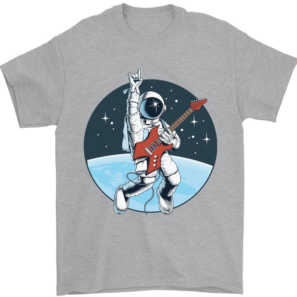 Space Rock Funny Astronaut Guitar Guitarist Unisexs TShirt Women Unisex Summer Fashion Casual Cotton Graphic T Shirts Streetwear