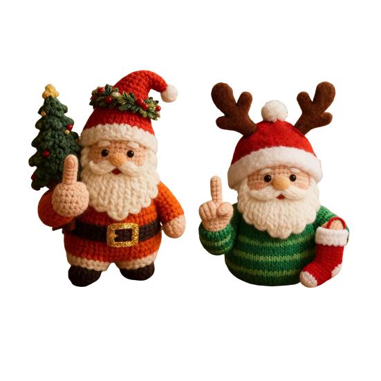 1/2/4 шт. Рождественское вязаное крючком украшение Санта-Клаус ручной работы, вязаная пряжа, Санта с средним пальцем