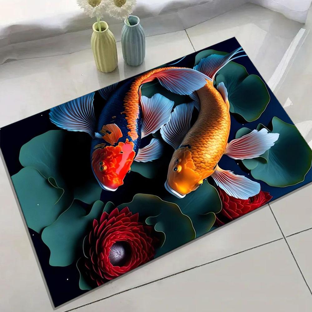 Мягкий полиэстеровый ковер с узором «Двойная рыба», Нескользящий коврик для гостиной, спальни, домашнего декора Кристалл