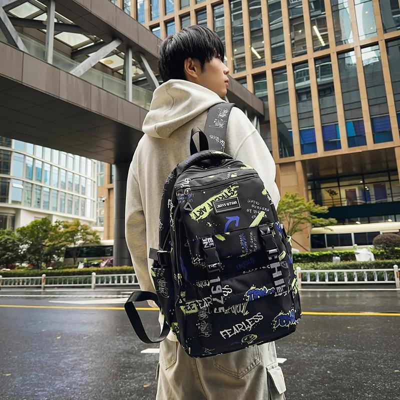 Школьный рюкзак для средней школы, женский, с принтом граффити, мужской, большой вместимости, дорожный рюкзак