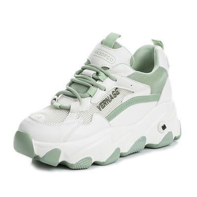 Женские массивные кроссовки из натуральной коровьей кожи, обувь на платформе, увеличивающая рост, осенняя белая обувь, женская брендовая теннисная обувь