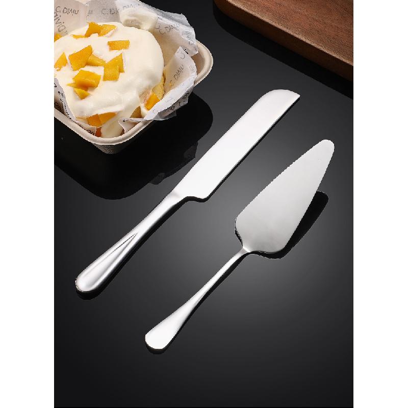 Stainless steel cake spatula set, pizza spatula, dessert knife two-piece set, baking tools, gold-plated