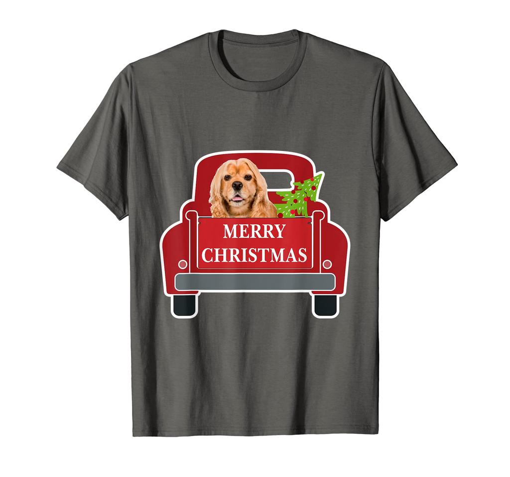 Merry Christmas Truck Dog American Cocker Spaniel T-Shirt