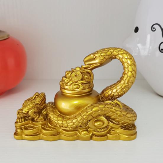 Украшение из смолы «Змея удачи», статуэтка змеи по фэн-шуй, настольная скульптура китайской зодиакальной змеи для дома