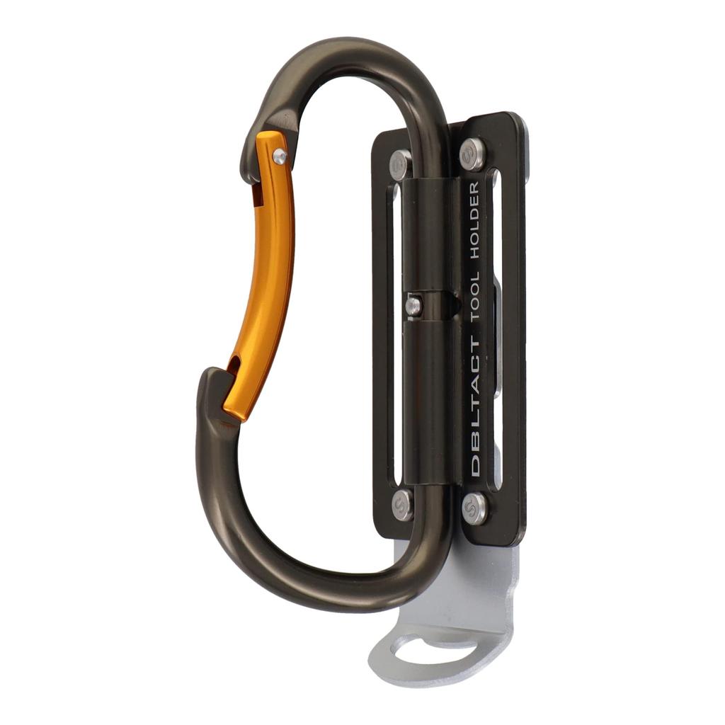 Sankyo Corporation DBLTACT Adjustable Carabiner Tool Holder Lightweight Aluminum Gunmetal (Curved Gate) DT-ATM-G
