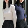 Весенне-осенняя женская блузка с высоким воротником, нижняя рубашка, женский тонкий модный свитер с внутренней стороны, трикотаж, топы с длинными рукавами