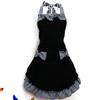 Cute Bib Apron Dress Flirty Vintage Kitchen Women Bowknot with Pocket Restaurant Kitchen Apron Dress