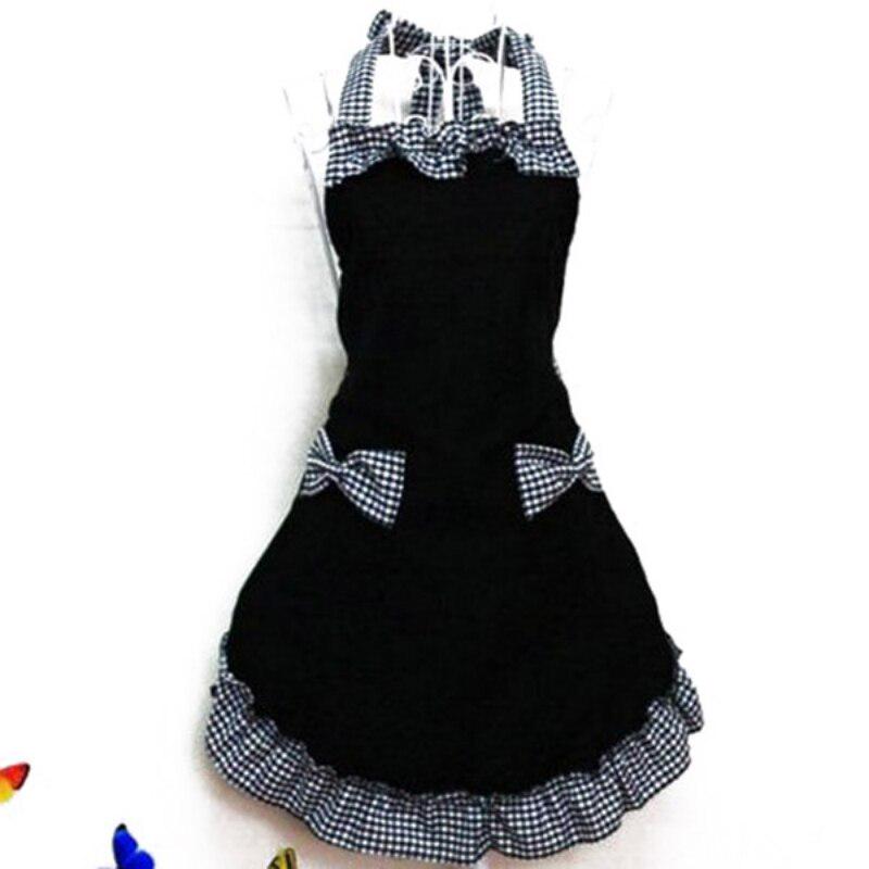 Cute Bib Apron Dress Flirty Vintage Kitchen Women Bowknot with Pocket Restaurant Kitchen Apron Dress
