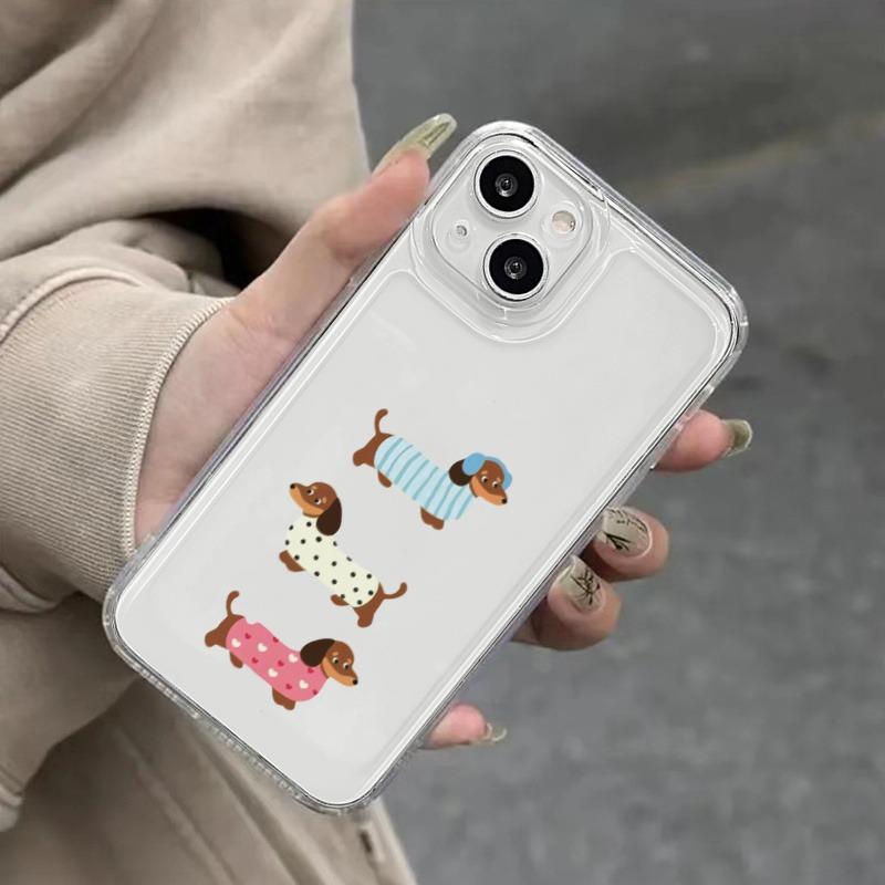 Прозрачный чехол для телефона с рисунком таксы, подходящий для iPhone 17 16 15 14 13 12 11 Pro/Max/Plus, противоударный и защищающий от падений