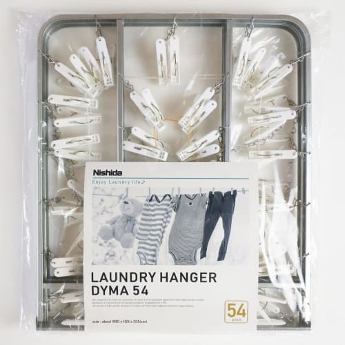 Nishida Corner Hanger ZG-54S with 54 Clothes Clips, NST2, Made In Japan, 222714, White, 80cm Wide X 35cm Deep X 28cm High