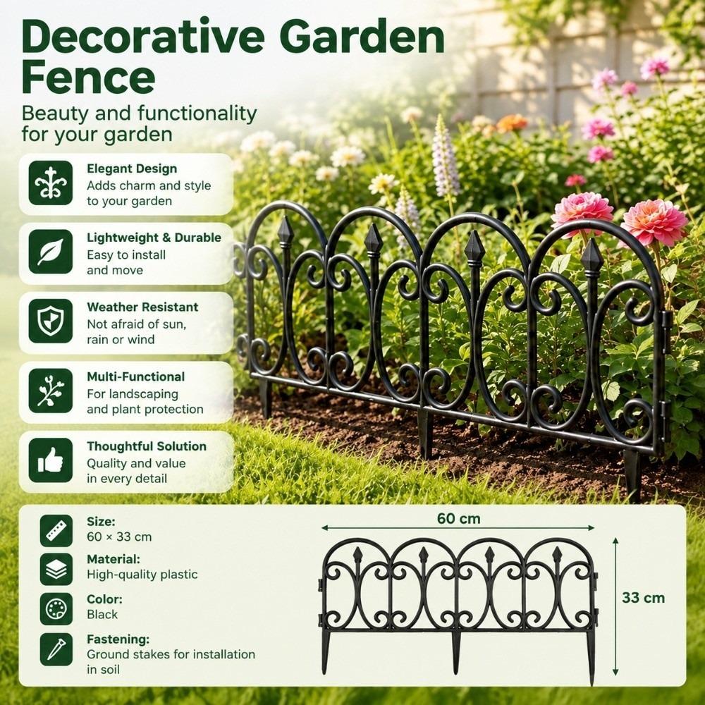 5pcs 23in ×13in Decorative Garden Fence Waterproof Plastic Landscape Barrier Flower Bed