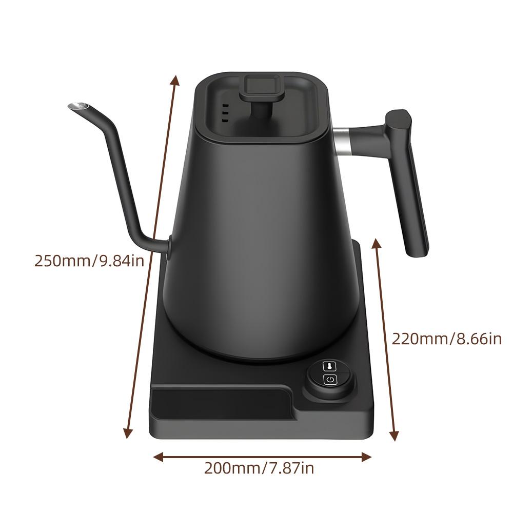 Electric Gooseneck Kettle Temperature Control Pour-Over Kettle for Coffee and Tea 1.0L Silent 1-24H Keep Warm Stainless Steel LCD Display