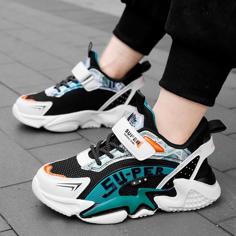 2025 New Children's Shoes Spring Mesh Sneakers Boys and Girls Velcro Comfortable Single Shoes Medium and Older Children's Tide Shoes