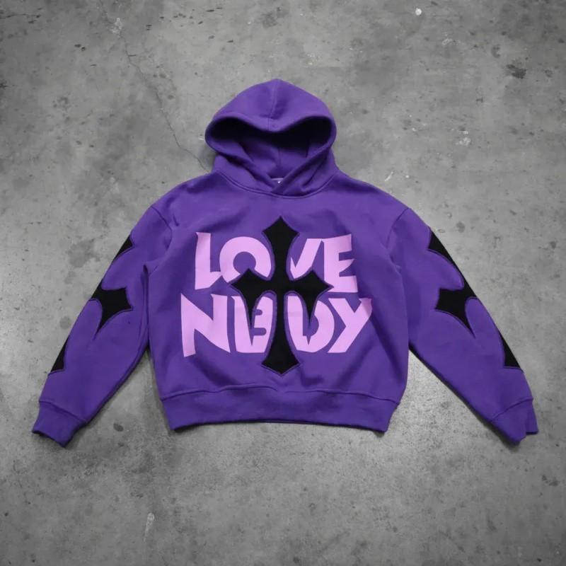 Y2K American Street Hoodie Printed Casual Sweatshirt Loose Fit Long Sleeve Teens Adults
