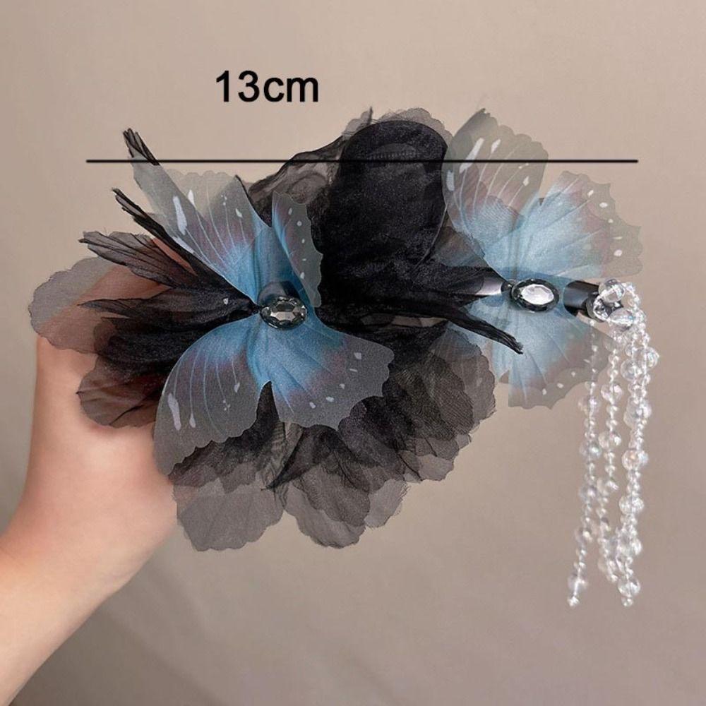 Заколки для волос в виде цветка и бабочки, бусины, зажим для акулы, элегантный зажим для захвата, девочка