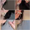 Elegant Pearl Butterfly Tassel Earrings with Imitation Silver Needle