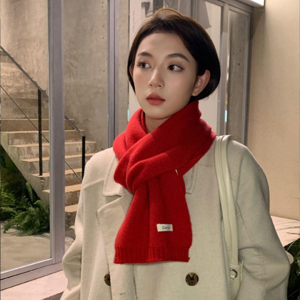 Korean Style Solid Color Scarf Long Neck Cover Shawl Simple Winter Knitting Scarf Girl
