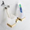 Cup & Tumbler Holders Solid Brass Glass Cup Bathroom Accessories Chrome Double Tumbler Holders Toothbrush Cup Holders 7503