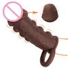 Reusable Enlargement Penis Sleeve with Scrotum Bondage Ring Penis Pump Enlarger Dildo Erectile Extension Sex Product Toy for Men