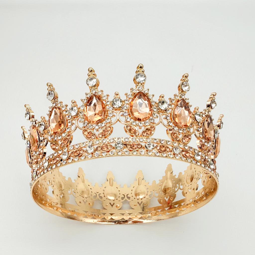 Full Circle Crown Tiara Colorful Baroque Retro Full Diamond Jewelry Wedding Accessories Crown Bridal Crown