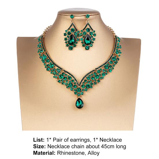 1 компл. свадебные серьги, ожерелье, капли воды, стразы, ювелирные изделия, геометрический регулируемый комплект ювелирных изделий для свадьбы