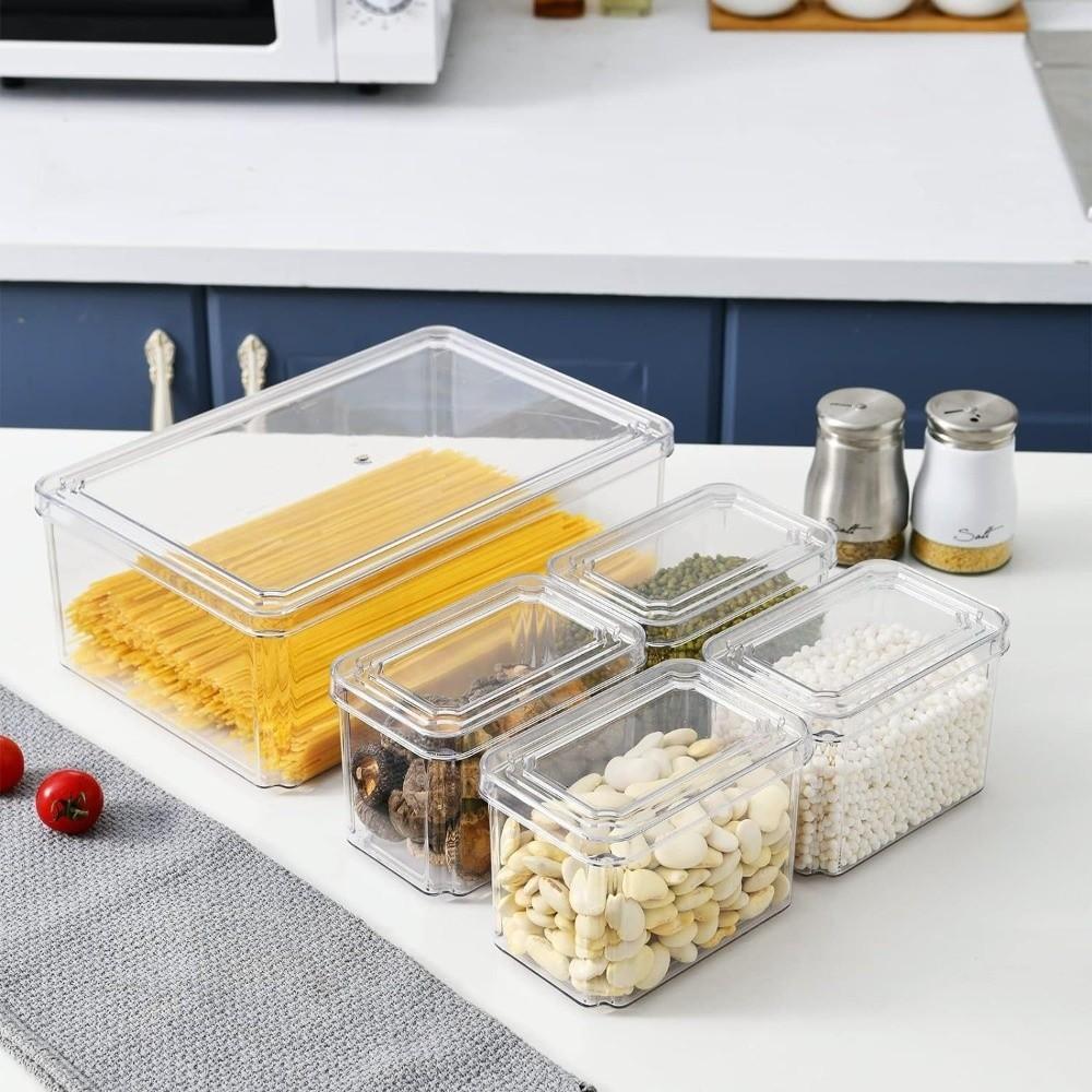 with Lids Fridge Organizer Box Transparent Kitchen Storage Box Fridge Drawer Organizer  Office