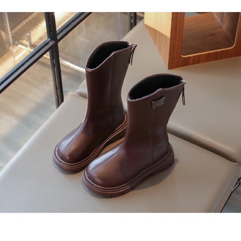 Сапоги для девочек из фланелевой ткани, два хлопка, высокие, осенне-зимние, новинка, рыцарские сапоги для маленьких девочек, корейская версия, детские хлопковые сапоги среднего и большого размера