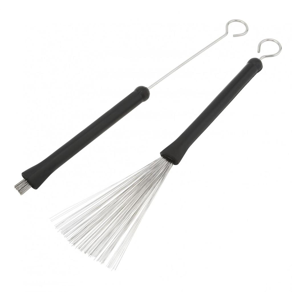 1 Pair Retractable Rubber Handles Steel Wire Jazz Drum Brushes with Velvet Bag