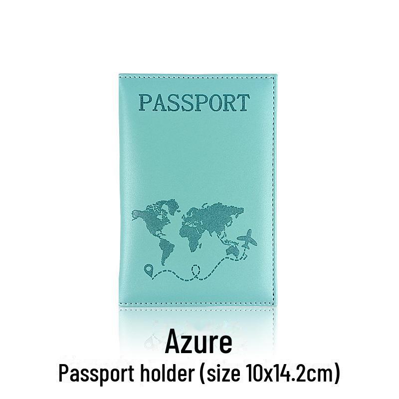 PU Leather Passport Holder with Map Design and Single Edge Sewing