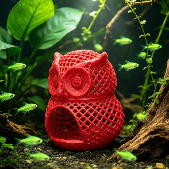 Betta Fish Habitat Accessories Owl Tank Hideout, Aquarium Shrimp Cave, Hollow Non-Toxic House Hide Cave for Decoration