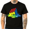 Melting Puzzle Cube T-Shirt Unisex | Retro Trippy Art Graphic Tee Colorful Top