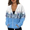 Women's Autumn And Winter Casual Fashion Hoodie Sweatshirt Printed Zip Jacket With Pockets