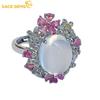 SACEGEMS изменяемого размера, 10*12 мм, кольца из натурального лунного камня для женщин, стерлинговое серебро 925 пробы, свадебная вечеринка, ювелирные изделия, подарок на фестиваль