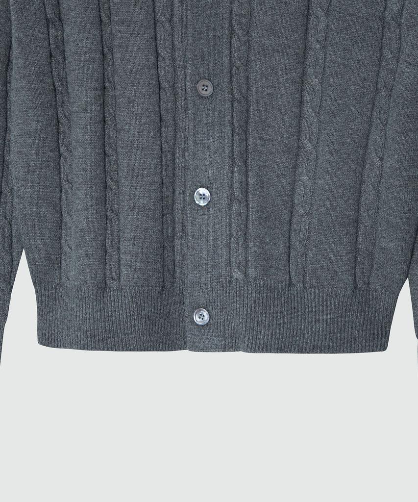 EZIO Cable Button-Up Collar Cardigan_Charcoal