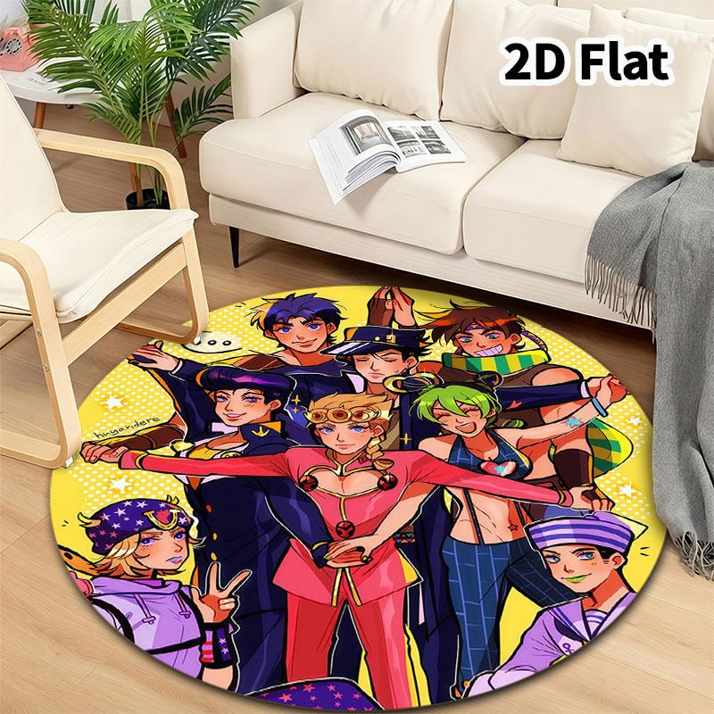 Ковер круглый ковер JoJo's Bizarre Adventure для гостиной, спальни, дивана, игровой комнаты, нескользящий коврик для пола