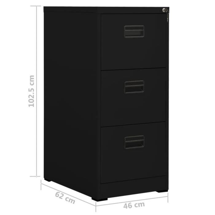 VidaXL Black Filing Cabinet 46x62x102.5 Cm Steel