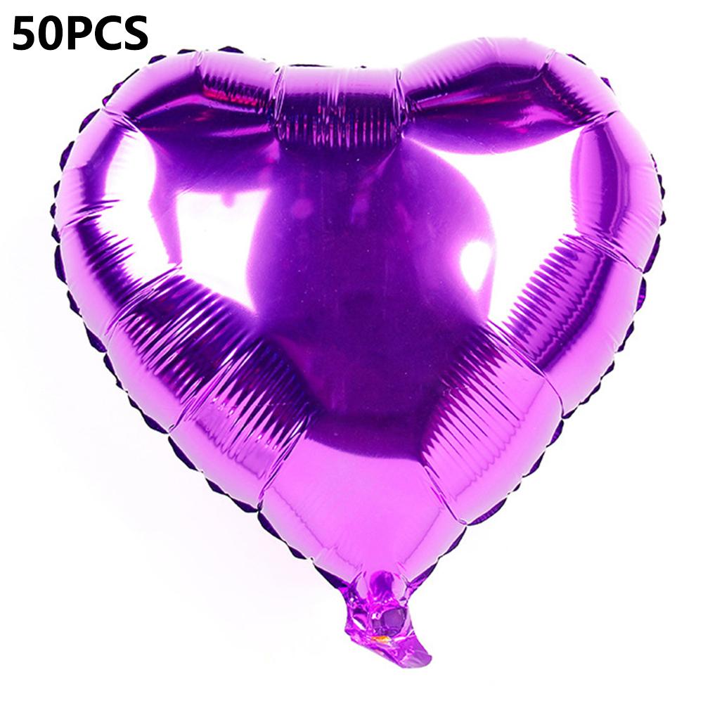 PJ-Q11 50Pcs 44cm Colorful Heart Shape Aluminum Foil Balloons Inflatable Balloons for Birth Wedding Birthday
