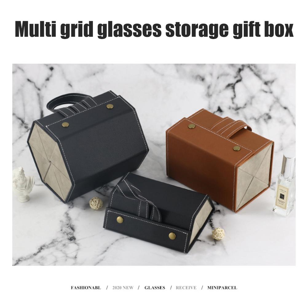 Органайзер для солнцезащитных очков с несколькими отделениями, складная коробка для хранения очков и ювелирных изделий, портативный чехол для очков из ПУ кожи для хранения