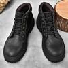 Мужские ботинки Теплые зимние мужские туфли Кожаные Мужские повседневные кроссовки На шнуровке Обувь на платформе Модные Теплые Снежные Мотоциклетные ботинки