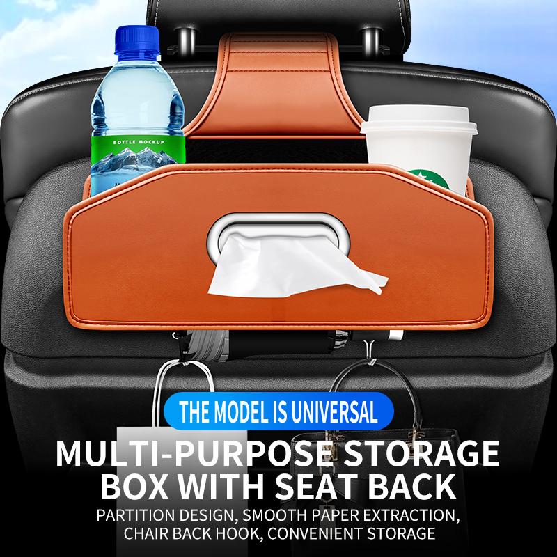 Multifunctional Car Seat Back Storage Box Paper Towel Hanging Bag Car Rear Drain Cup Holder Storage Box Interior Decoration