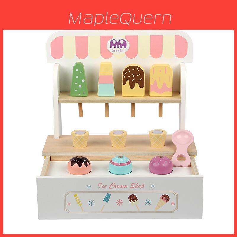 Деревянный игровой набор «Магазин мороженого» для детей, для воображаемых ролевых игр и когнитивного развития
