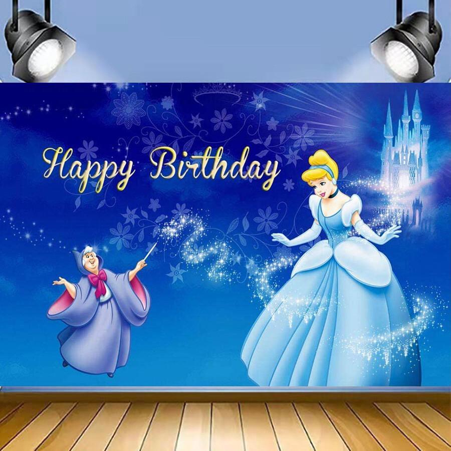 Cinderella Baby Shower Birthday Backdrop Party Background Banner Photo Decor