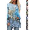 Fashion Plus Size Women's Casual Long Sleeved Round Neck  Printed T-shirt